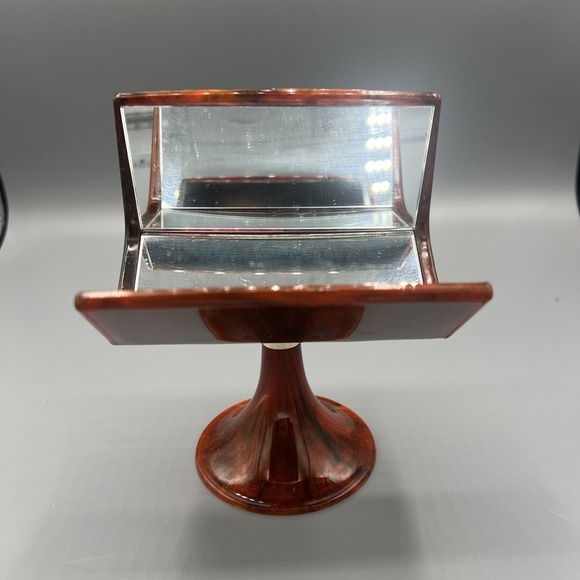 Other - 1970s–80s Vintage Tortoise Triple Mirror – Adjustable Vanity Makeup Decor EUC